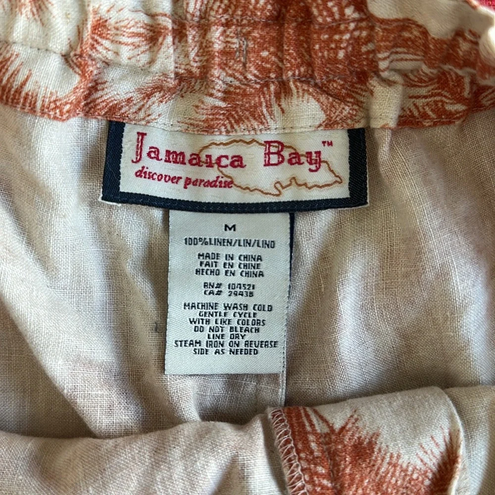 Vintage Jamaica Bay Linen Palm Tree Print Pants Size Medium - Picture 4 of 7